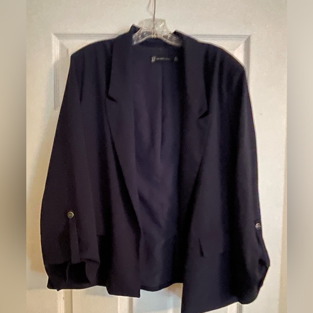 New York and Company Navy Blue Blazer, 3/4 sleeves with buttons